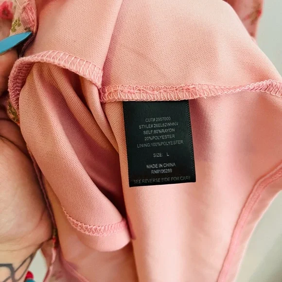 trixxi pretty pink floral print long sleeve romper size large - Picture 6 of 8